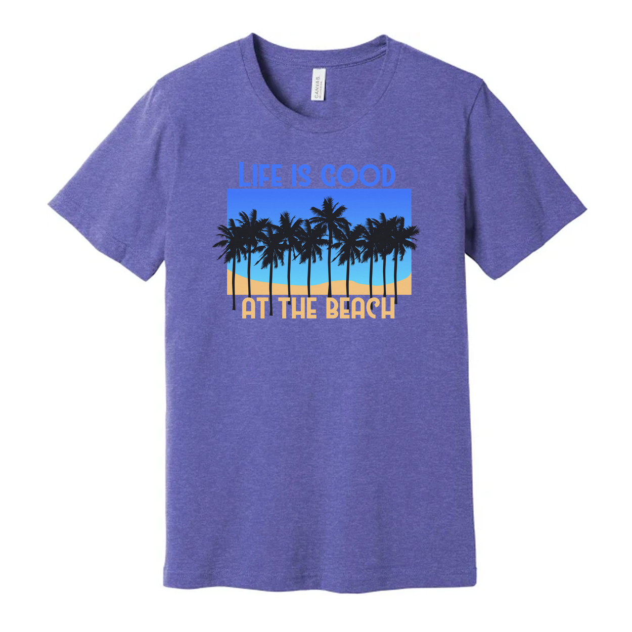 Life Is Good At The Beach Palm Tree Graphic Tee Unisex Casual Everyday Wear For Men And Women