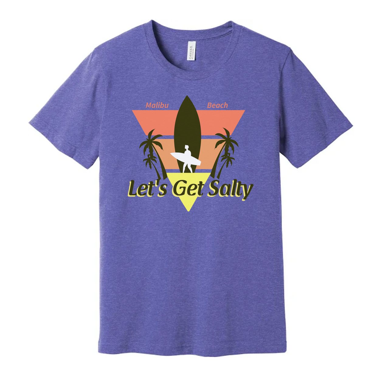 Let's Get Salty Surfing Graphic Tee With Palm Trees And Surfboard Malibu Beach Vibe Unisex