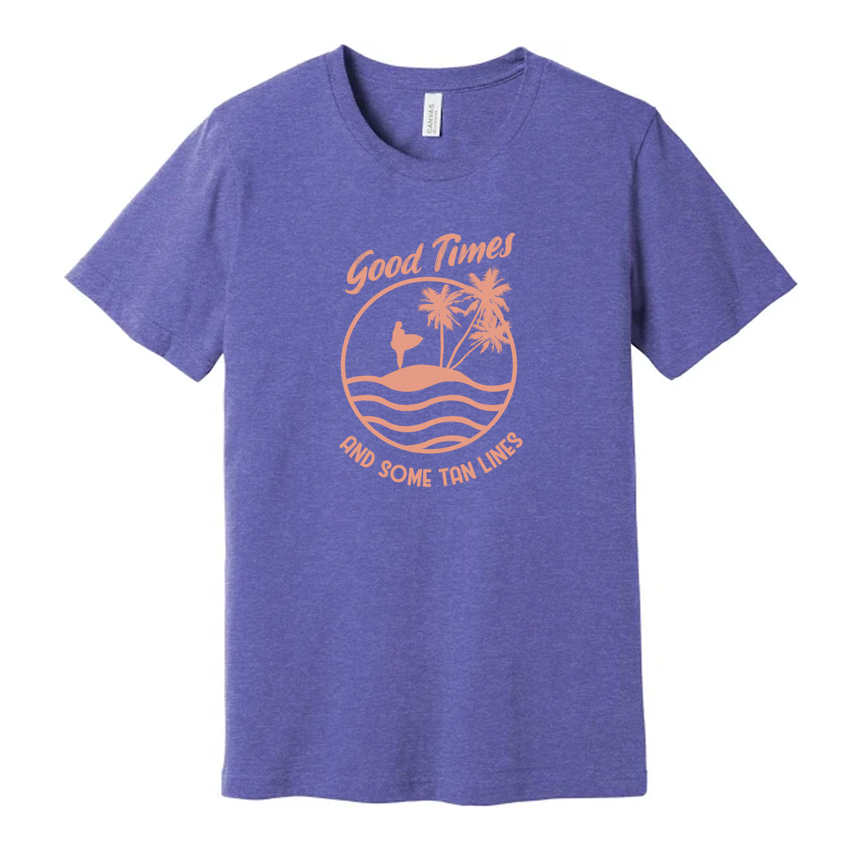 Surfing Themed Unisex Graphic Tee With Good Times And Some Tan Lines For Summer And Beyond