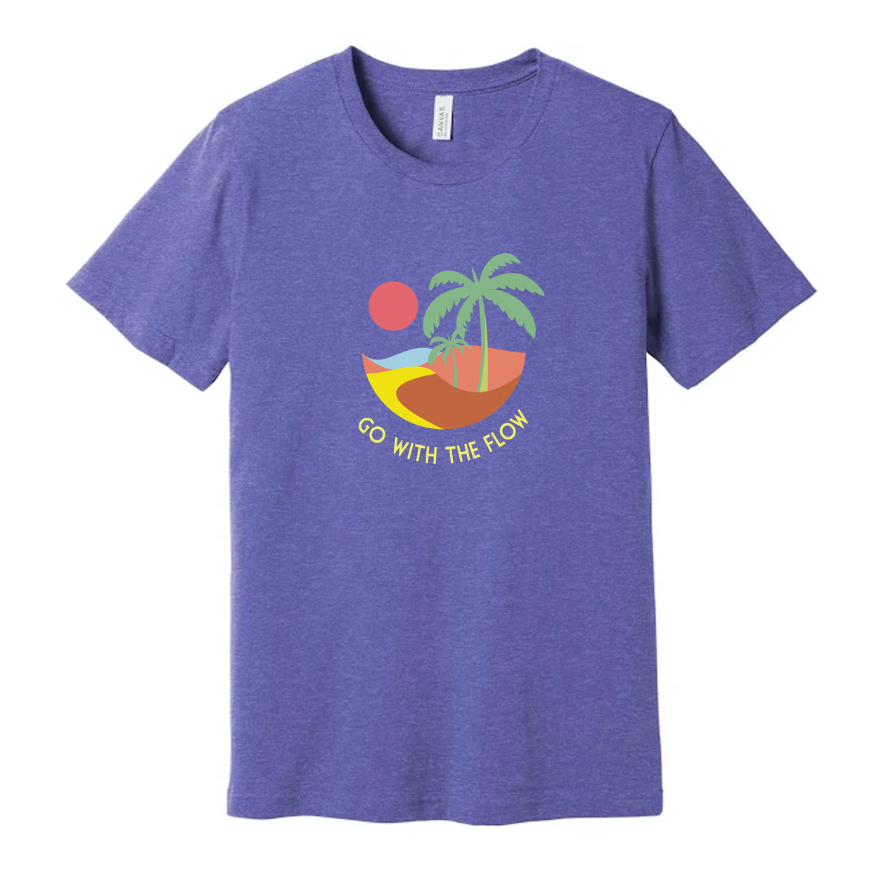 Go With The Flow Island Scene Graphic Tee For Unisex Surf And Beachwear Apparel Collection