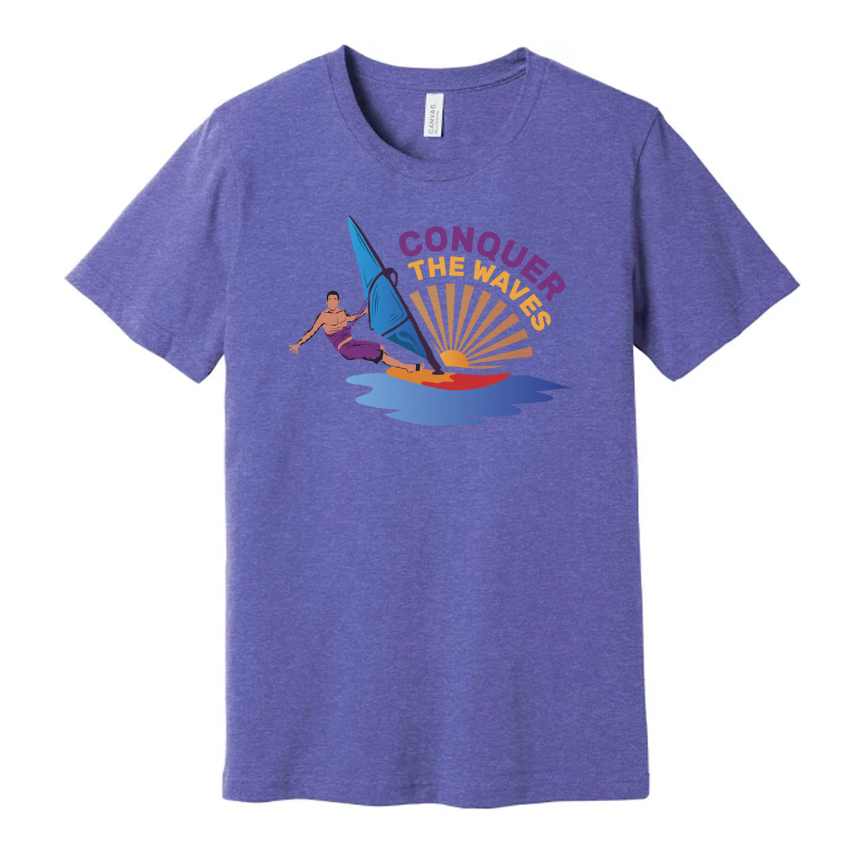 Unisex Windsurfing Graphic Tee Conquer The Waves Sunset Ocean Design For Beach And Surf Fans