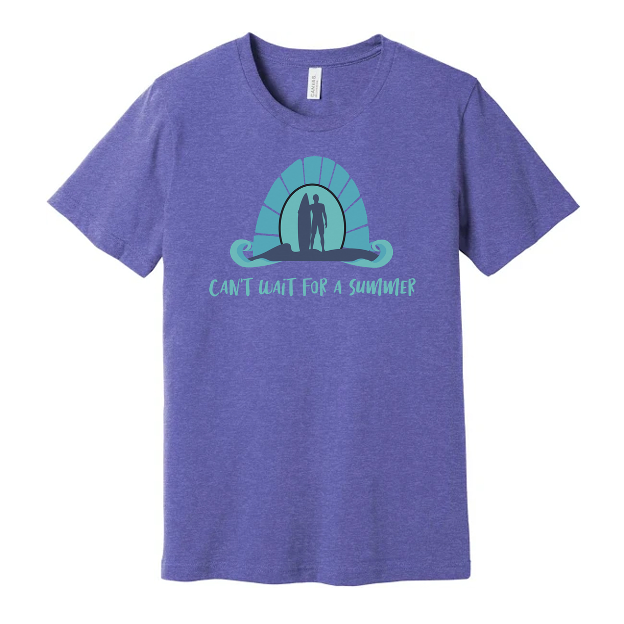 Unisex Surfing Graphic T Shirt With Wave Sunrise Design Can't Wait for a Summer Beachwear Essential