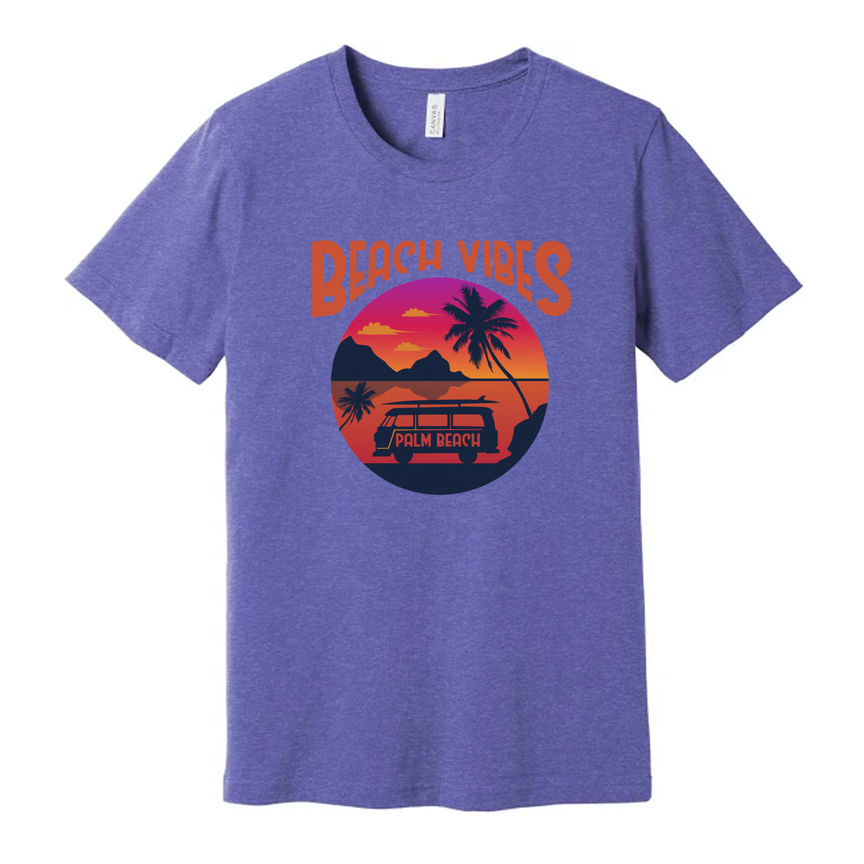 Beach Vibes Palm Beach Sunset Surfing Unisex Graphic Tee For Summer Beachwear And Casual Outdoor Wear