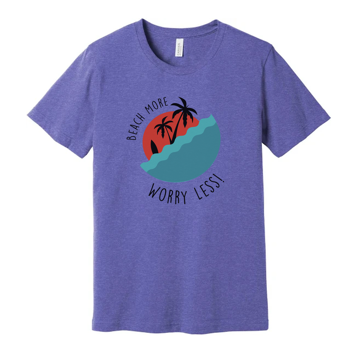 Unisex Beach Scene Graphic T Shirt With Palm Trees And Ocean Waves For Surf Lovers