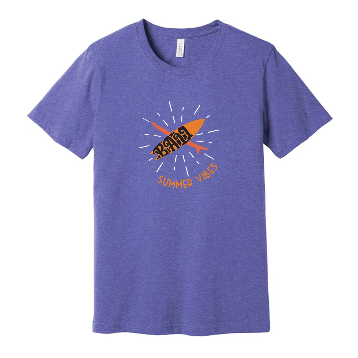 Unisex Surfing Graphic T Shirt With Vibrant Orange Surfboard Design And Summer Vibes