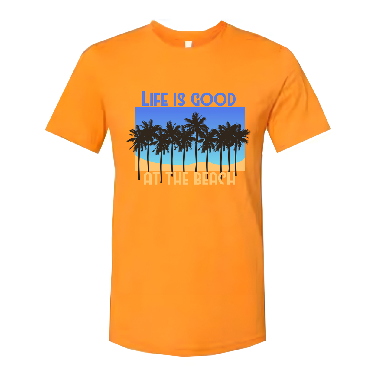 Life Is Good At The Beach Palm Tree Graphic Tee Unisex Casual Everyday Wear For Men And Women