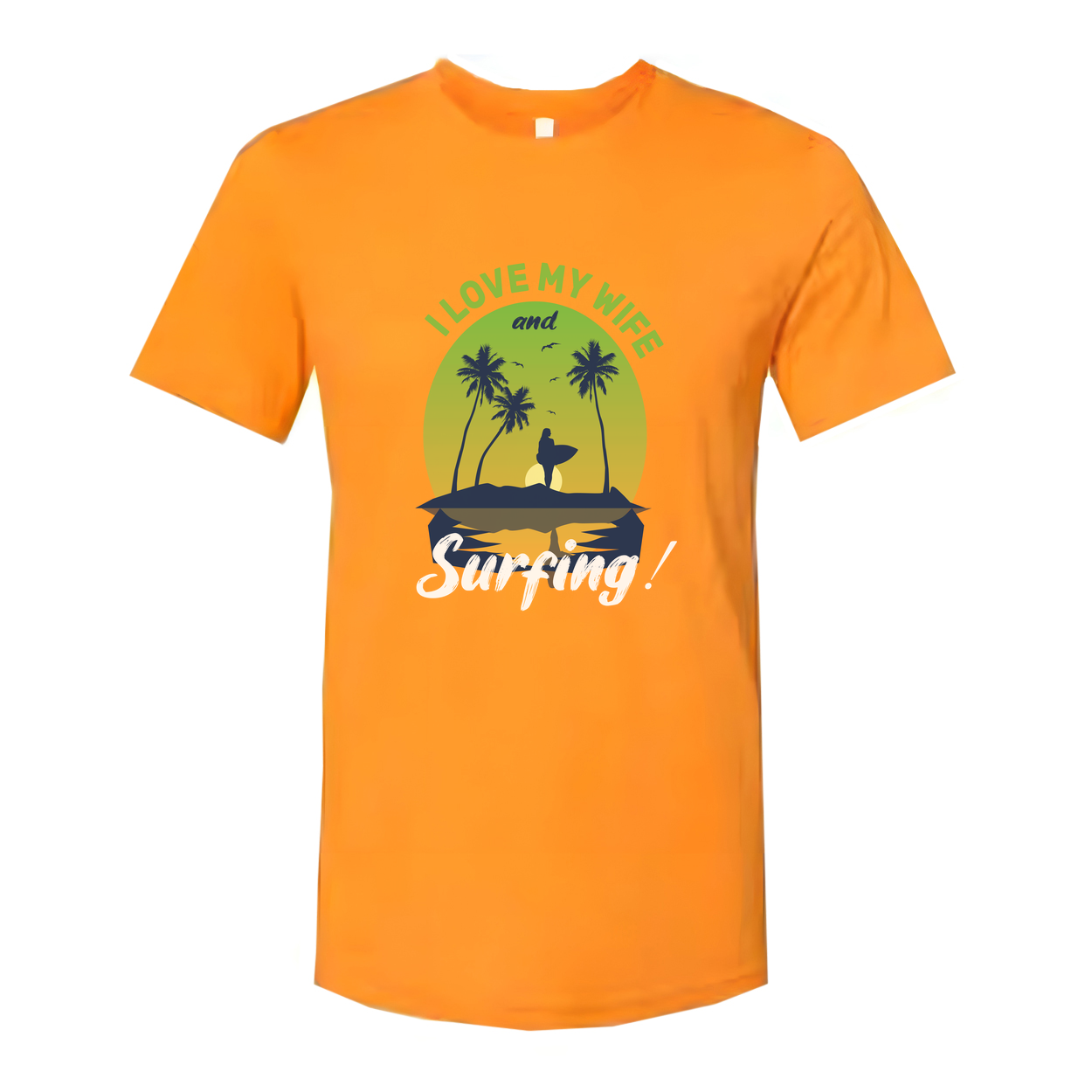 Unisex Surfing T-Shirt With Sunset Palm Trees And Surfer Silhouette Graphic Beach Scene Print