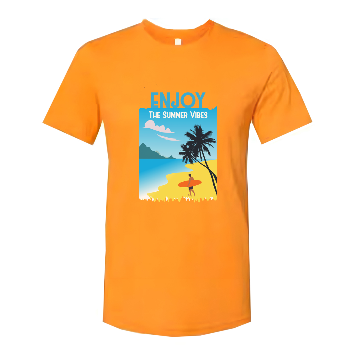Unisex Surfing Graphic Tee With Beach Scene And Summer Vibes Artwork Design For Casual Wear