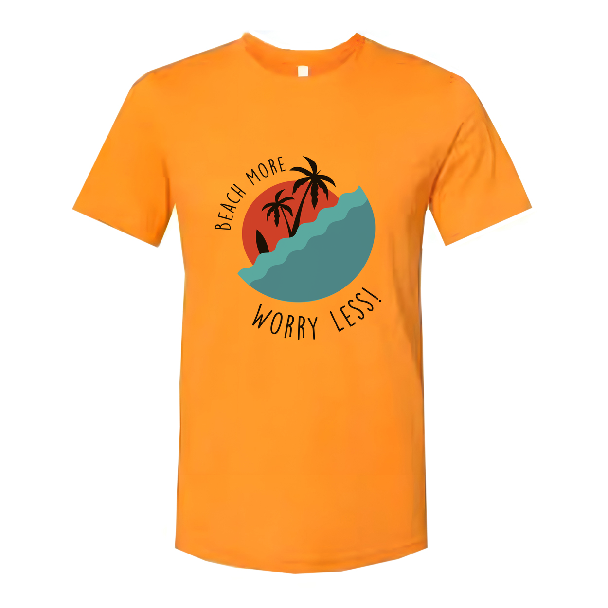 Unisex Beach Scene Graphic T Shirt With Palm Trees And Ocean Waves For Surf Lovers