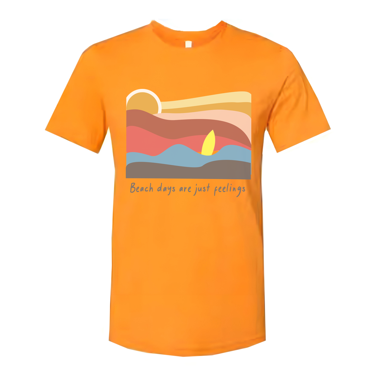 Surfing Themed Unisex Graphic Tee With Pastel Sunset Waves Artwork And Beach Vibes