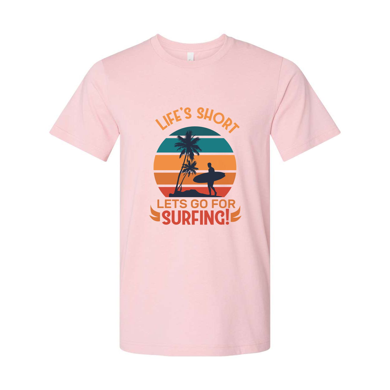 Surfing Theme Unisex T Shirt With Sunset Palm Tree Graphic Design For Beach Lovers