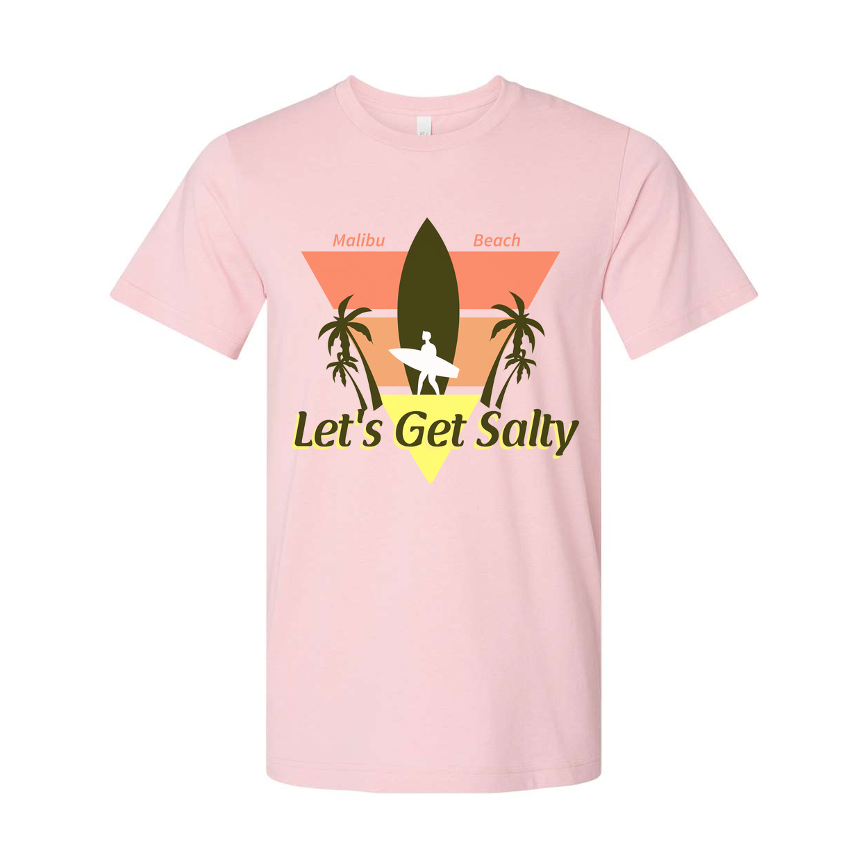Let's Get Salty Surfing Graphic Tee With Palm Trees And Surfboard Malibu Beach Vibe Unisex