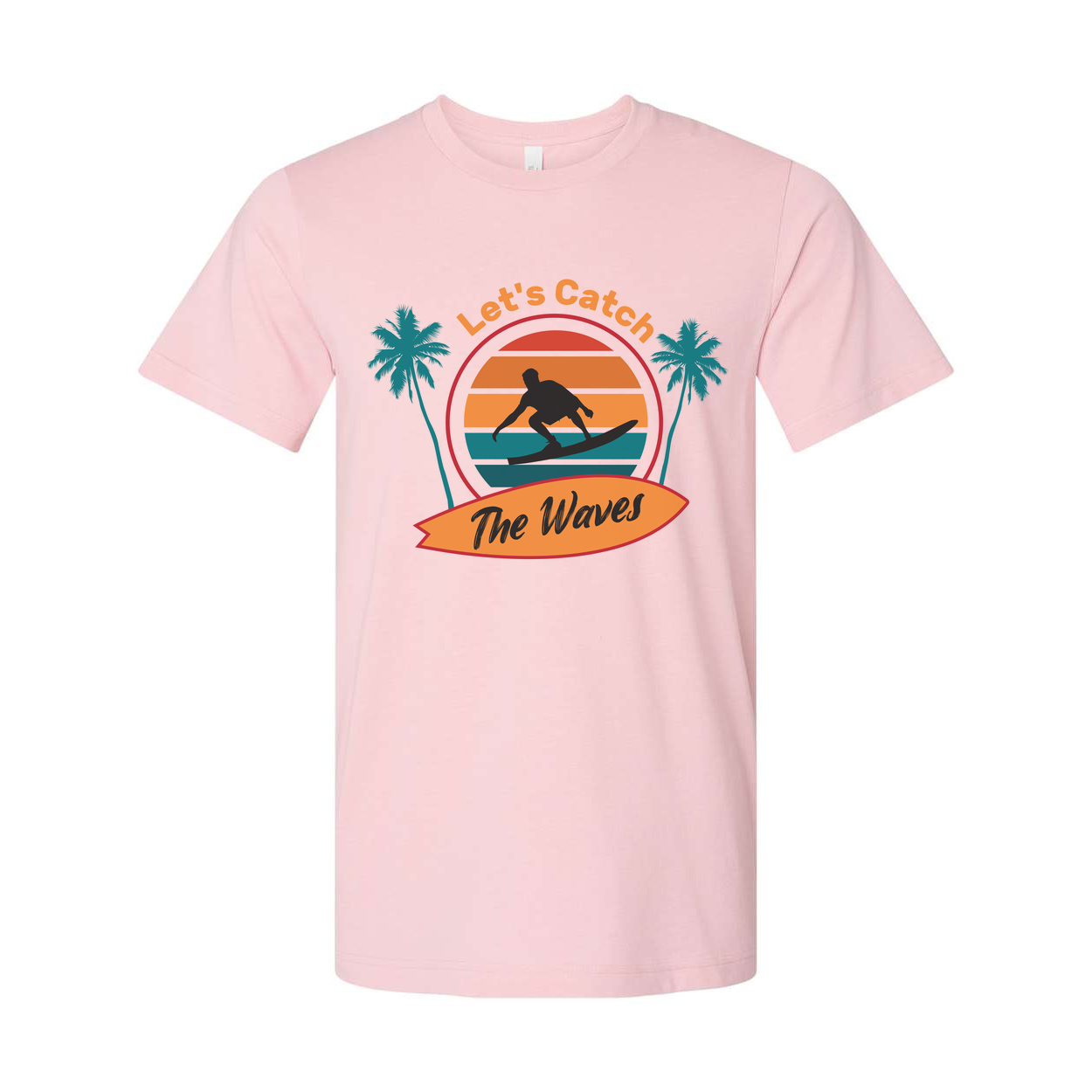 Unisex Surfing Graphic T Shirt With Retro Sunset Waves Palm Trees Design Ideal For Beach Lovers