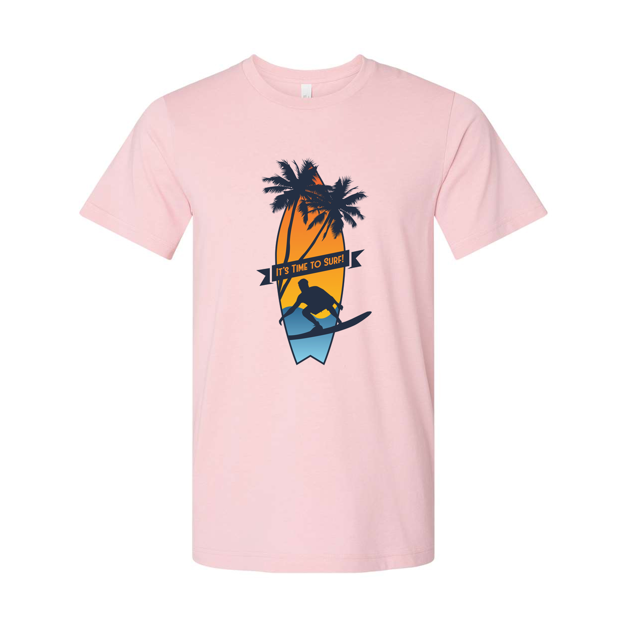 Unisex Surfing Graphic T Shirt With Palm Trees Sunset Surfboard Silhouette And Banner