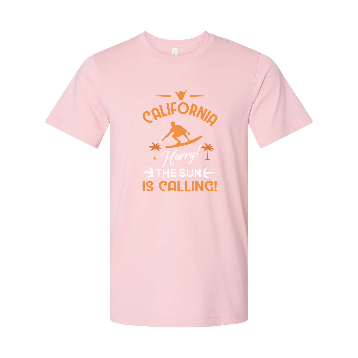 California Surfing Graphic Tee For Unisex Adults With Surfboard And Palm Design Print
