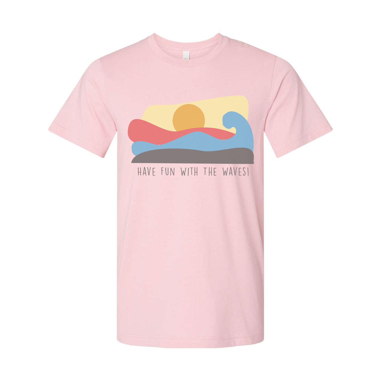 Unisex Surf Wave Graphic T Shirt With Pastel Sunset Have Fun With The Waves Motif