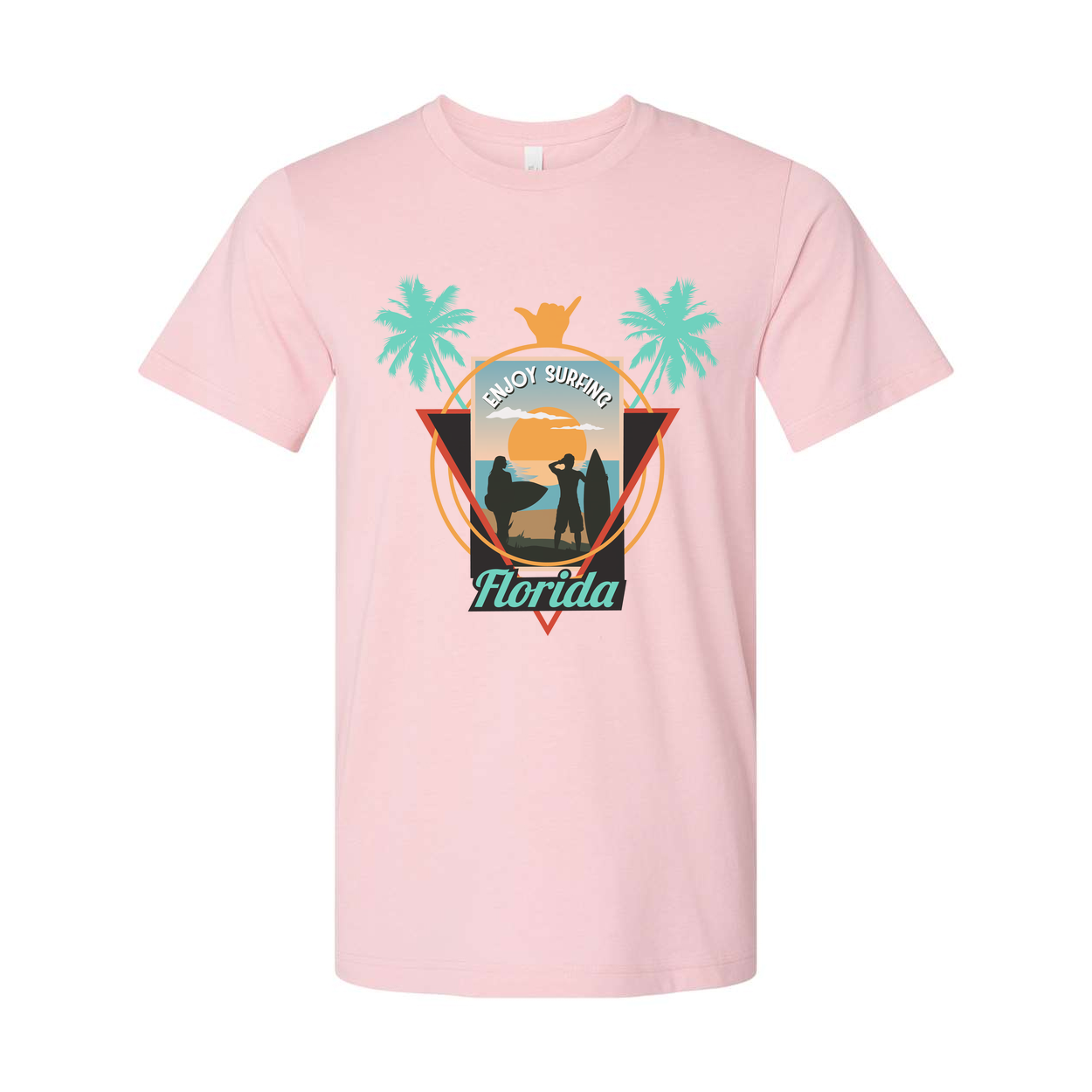 Florida Surfing Palm Tree Sunset Graphic Tee For Men And Women Unisex Beach Surf Shirt