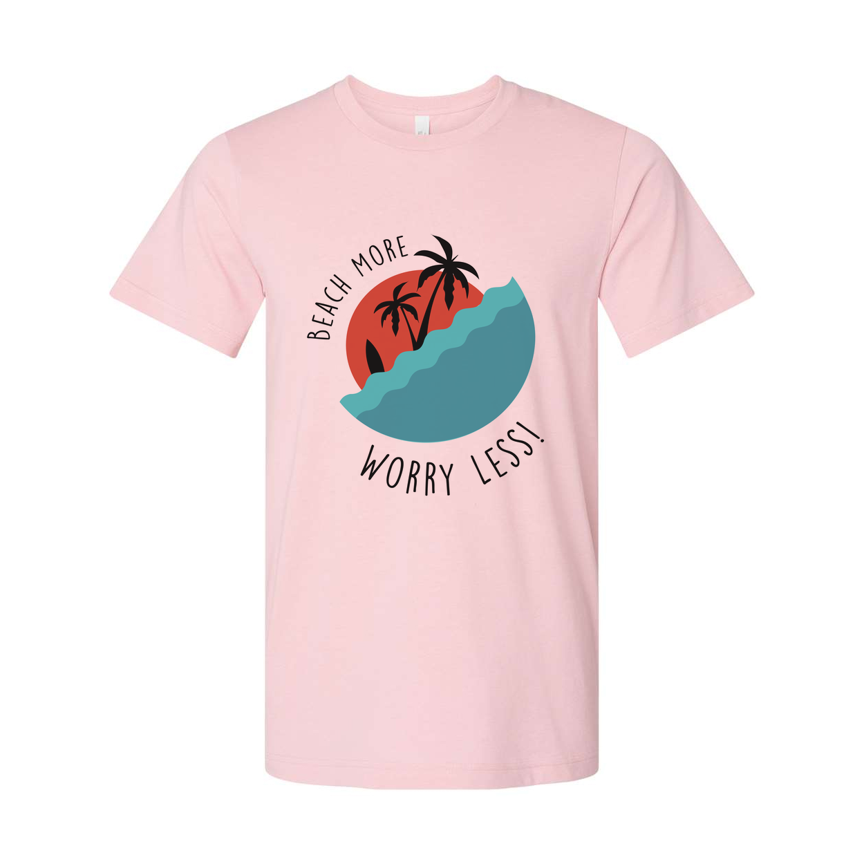 Unisex Beach Scene Graphic T Shirt With Palm Trees And Ocean Waves For Surf Lovers
