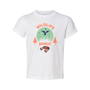 Wildlife Moment Graphic T Shirt With Bird In Flight Over Pine Forest And Binoculars