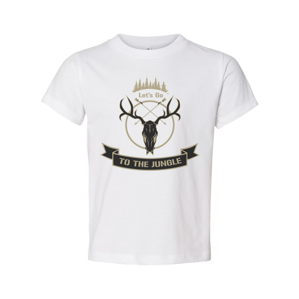 Unisex Hunting T Shirt With Deer Skull Graphic And Jungle Theme Emblem For Outdoor Adventure