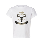 Unisex Hunting T Shirt With Deer Skull Graphic And Jungle Theme Emblem For Outdoor Adventure