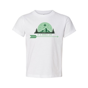 Unisex Graphic T Shirt With Mountain Jungle Scene And Arrow It A Jungle Life Text