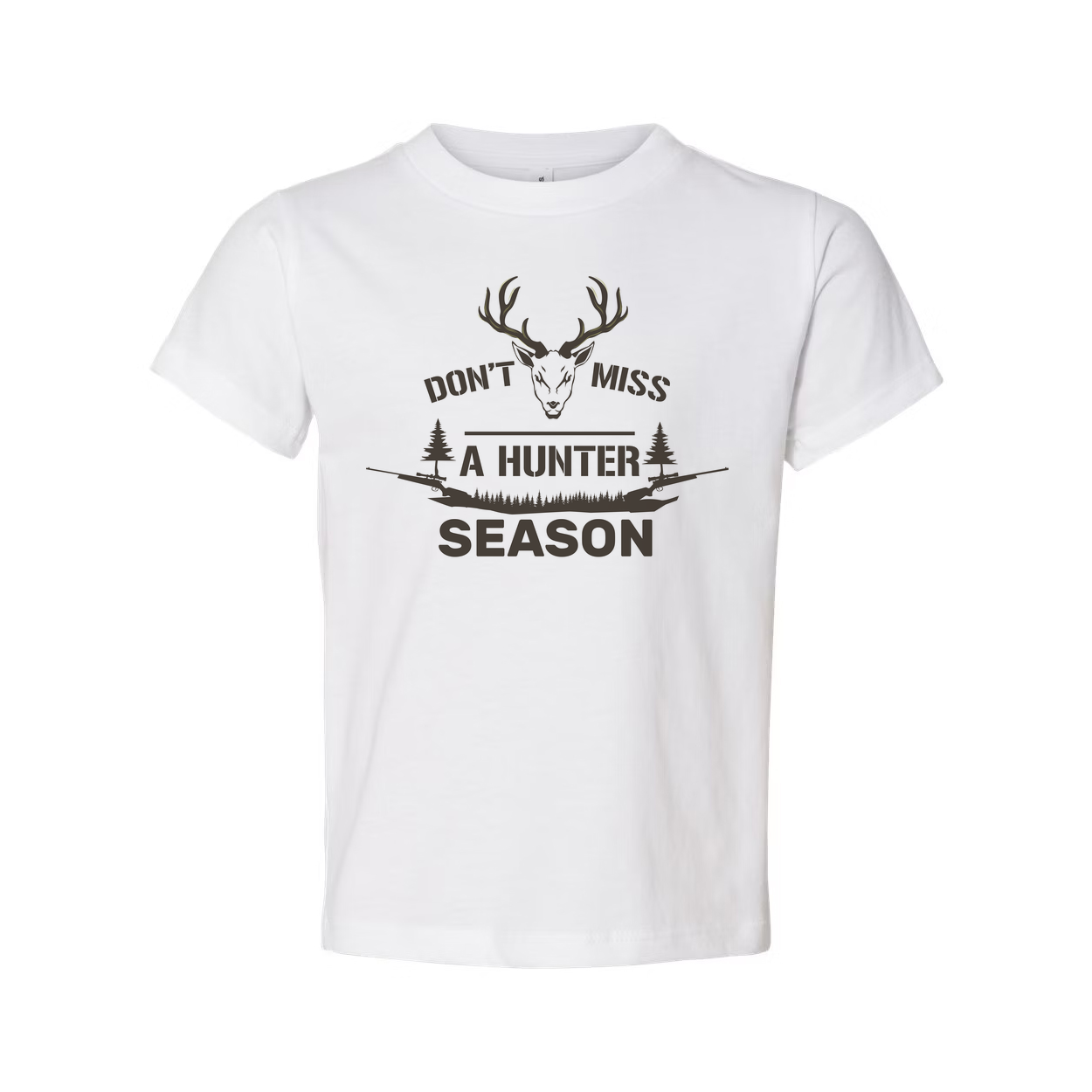 Don't Miss A Hunter Season Deer Head Graphic T Shirt With Rifle Silhouette For Outdoor Enthusiasts