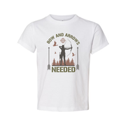 Hunting Archery Graphic Tee With Bow And Arrow Silhouette And Forest Scene For Outdoor Enthusiasts