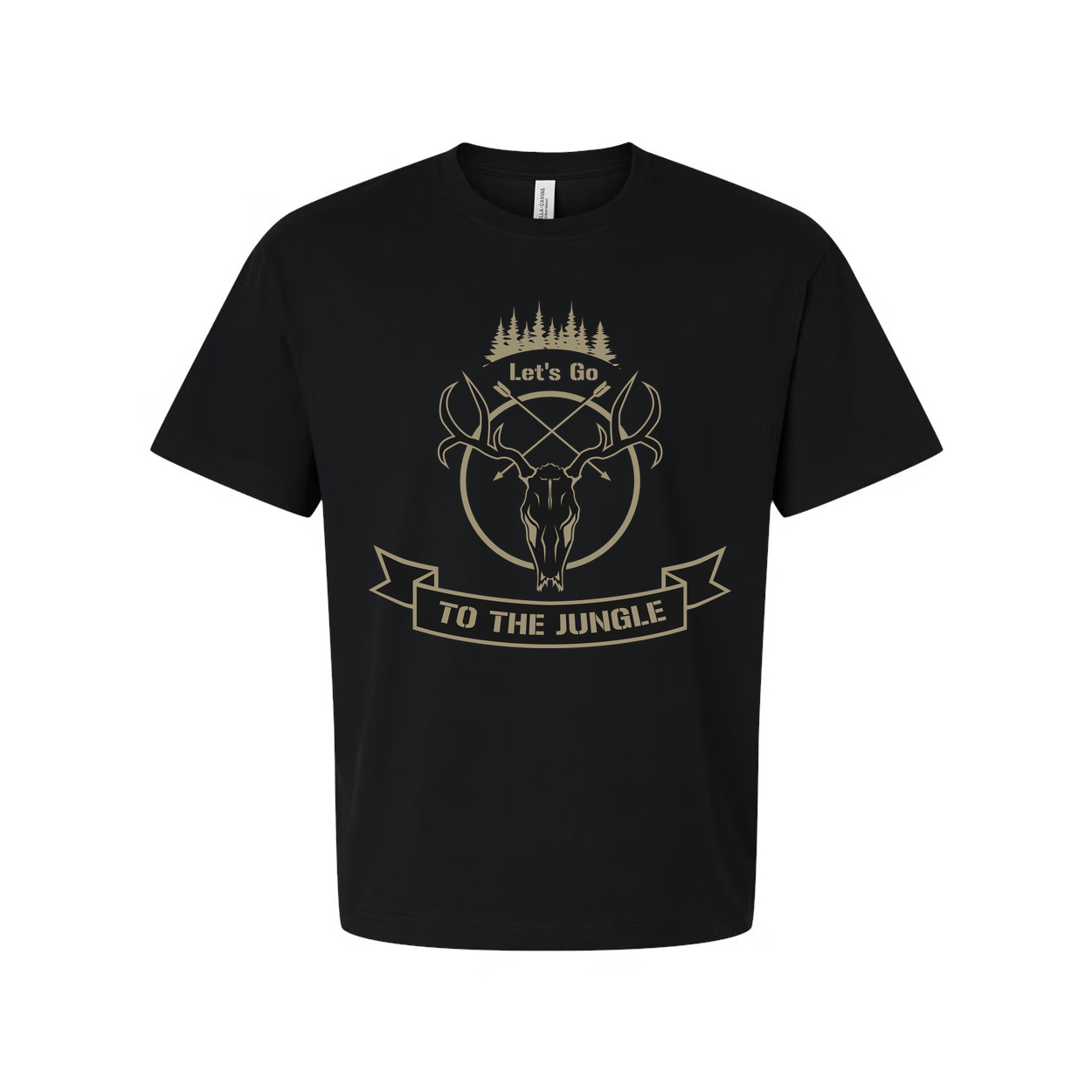 Unisex Hunting T Shirt With Deer Skull Graphic And Jungle Theme Emblem For Outdoor Adventure