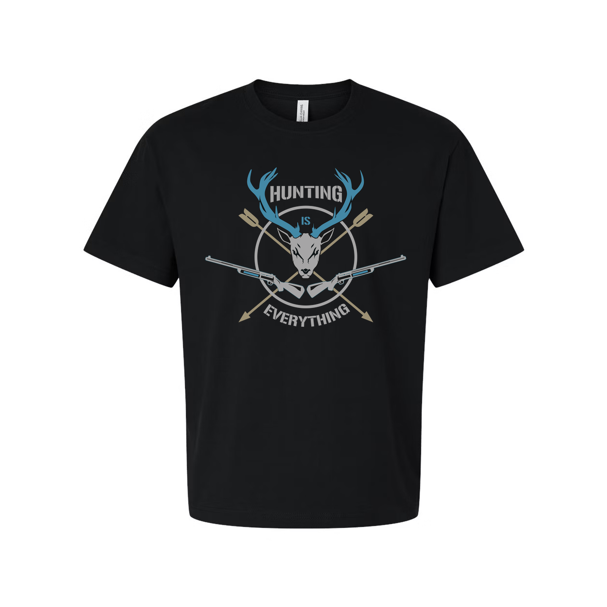 Hunting Is Everything Unisex Graphic T Shirt With Deer Head And Rifles Design For Outdoors