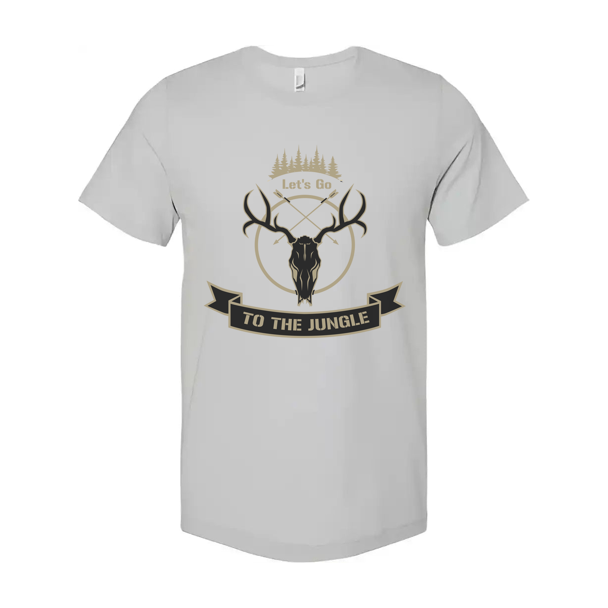 Unisex Hunting T Shirt With Deer Skull Graphic And Jungle Theme Emblem For Outdoor Adventure