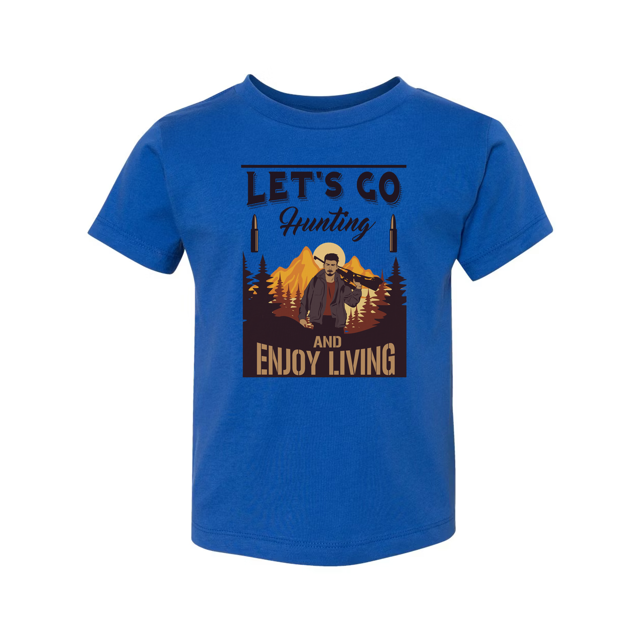 Hunting T Shirt With Outdoor Mountain Scene And Lets Go Hunting And Enjoy Living