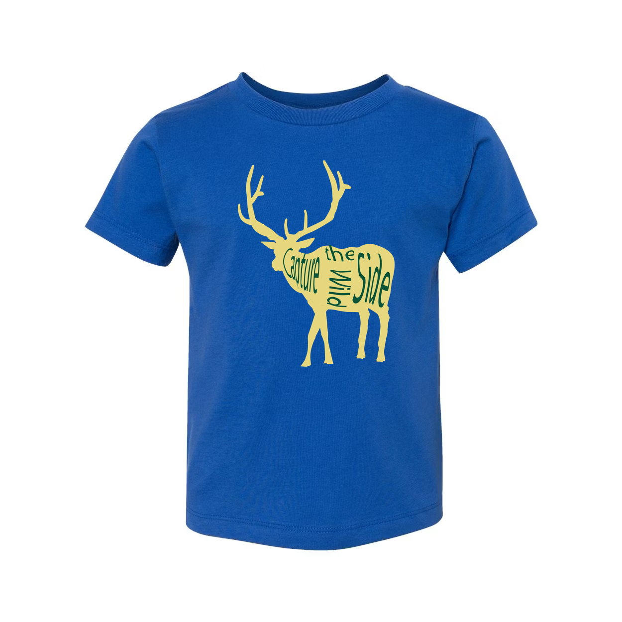Unisex Hunting T Shirt With Yellow Deer Silhouette And Graphic Typography Design