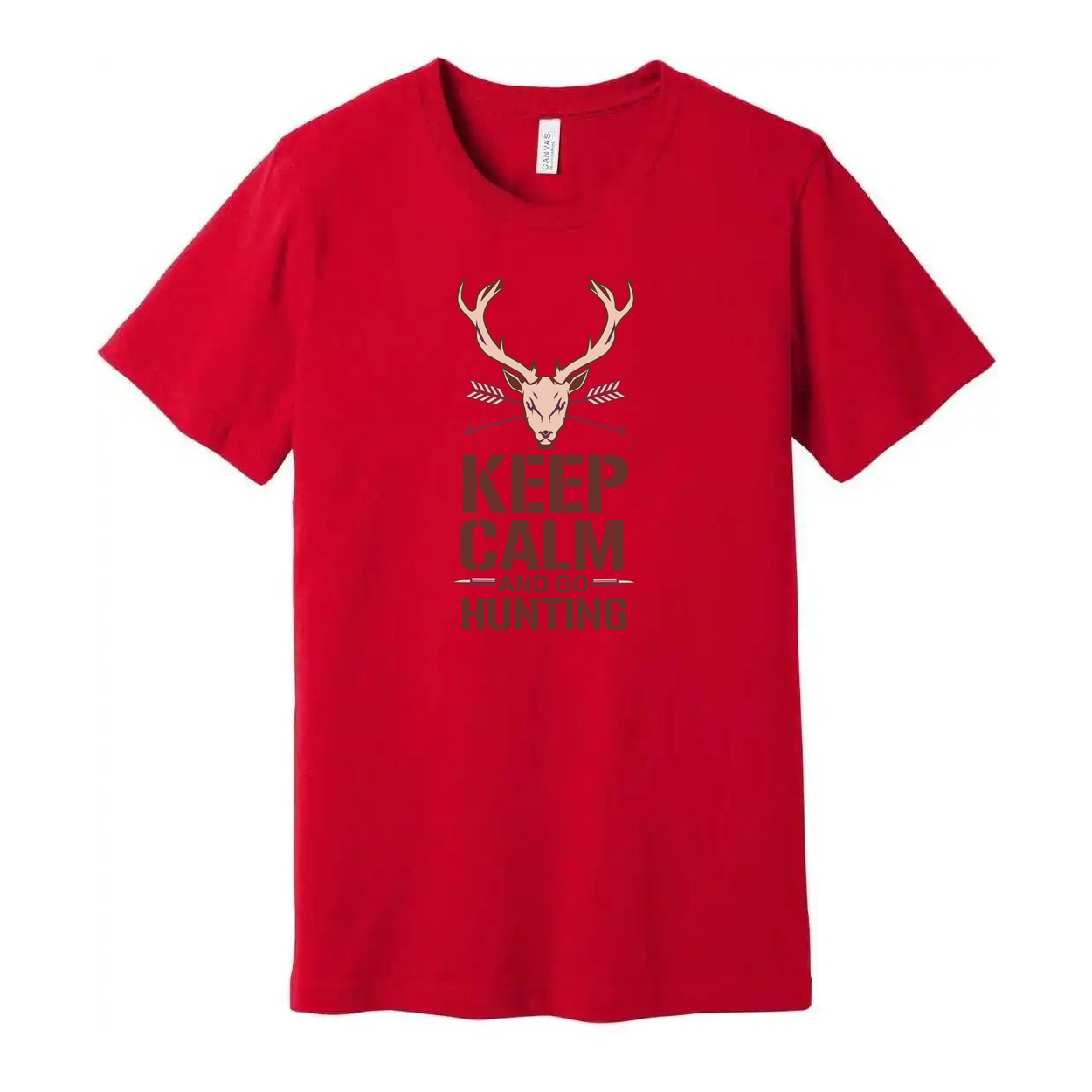Unisex Hunting T Shirt With Deer Head Graphic And Keep Calm Theme For Outdoor Enthusiasts