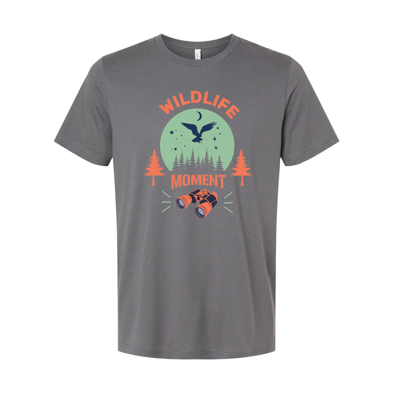 Wildlife Moment Graphic T Shirt With Bird In Flight Over Pine Forest And Binoculars