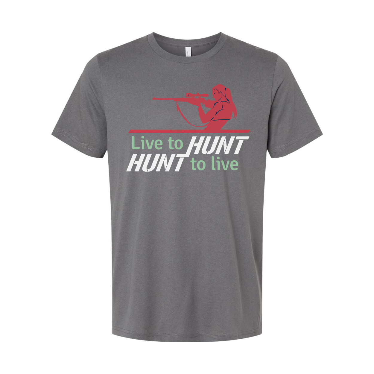 Unisex Hunting T Shirt With Rifle Scope Silhouette And Live To Hunt Slogan Graphic