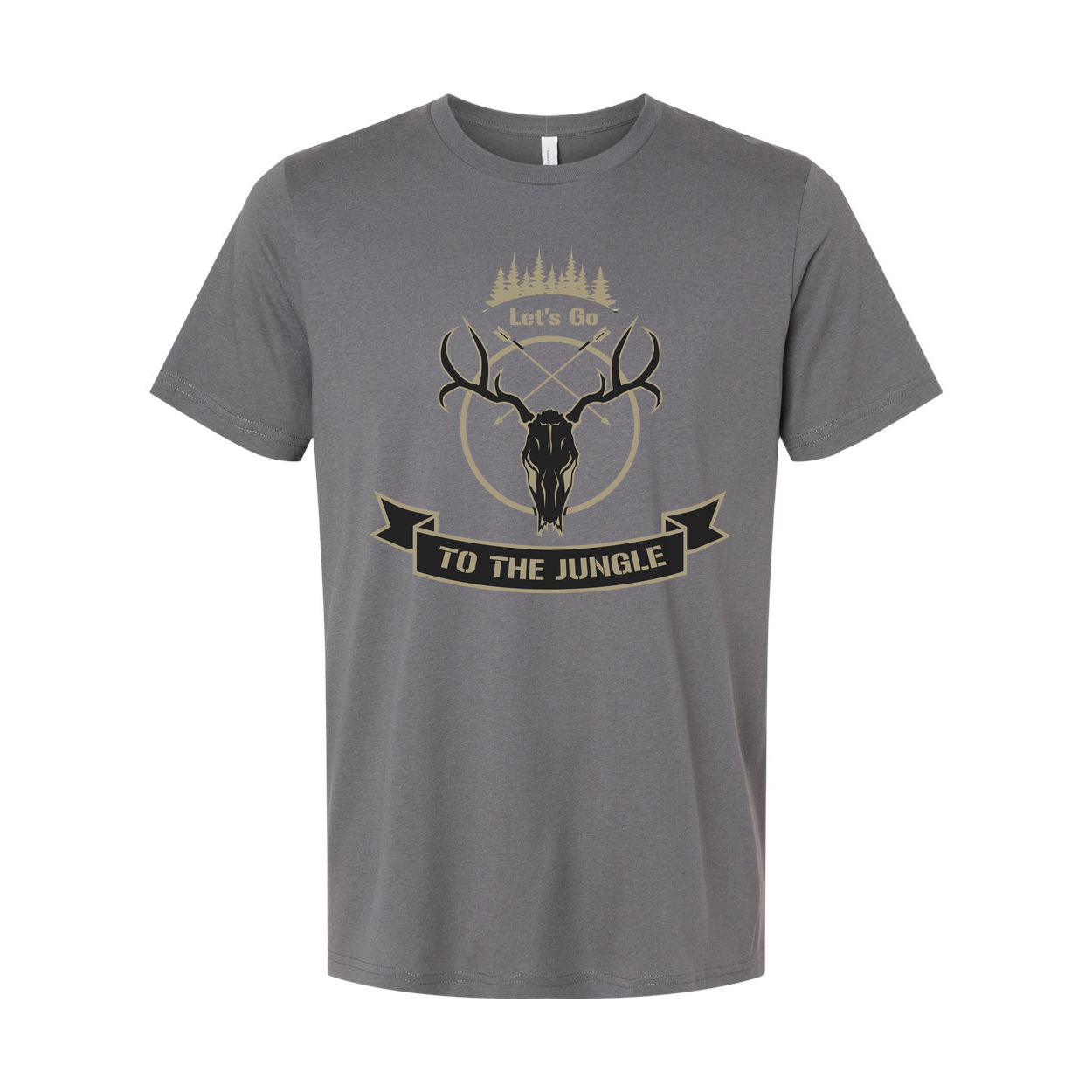 Unisex Hunting T Shirt With Deer Skull Graphic And Jungle Theme Emblem For Outdoor Adventure