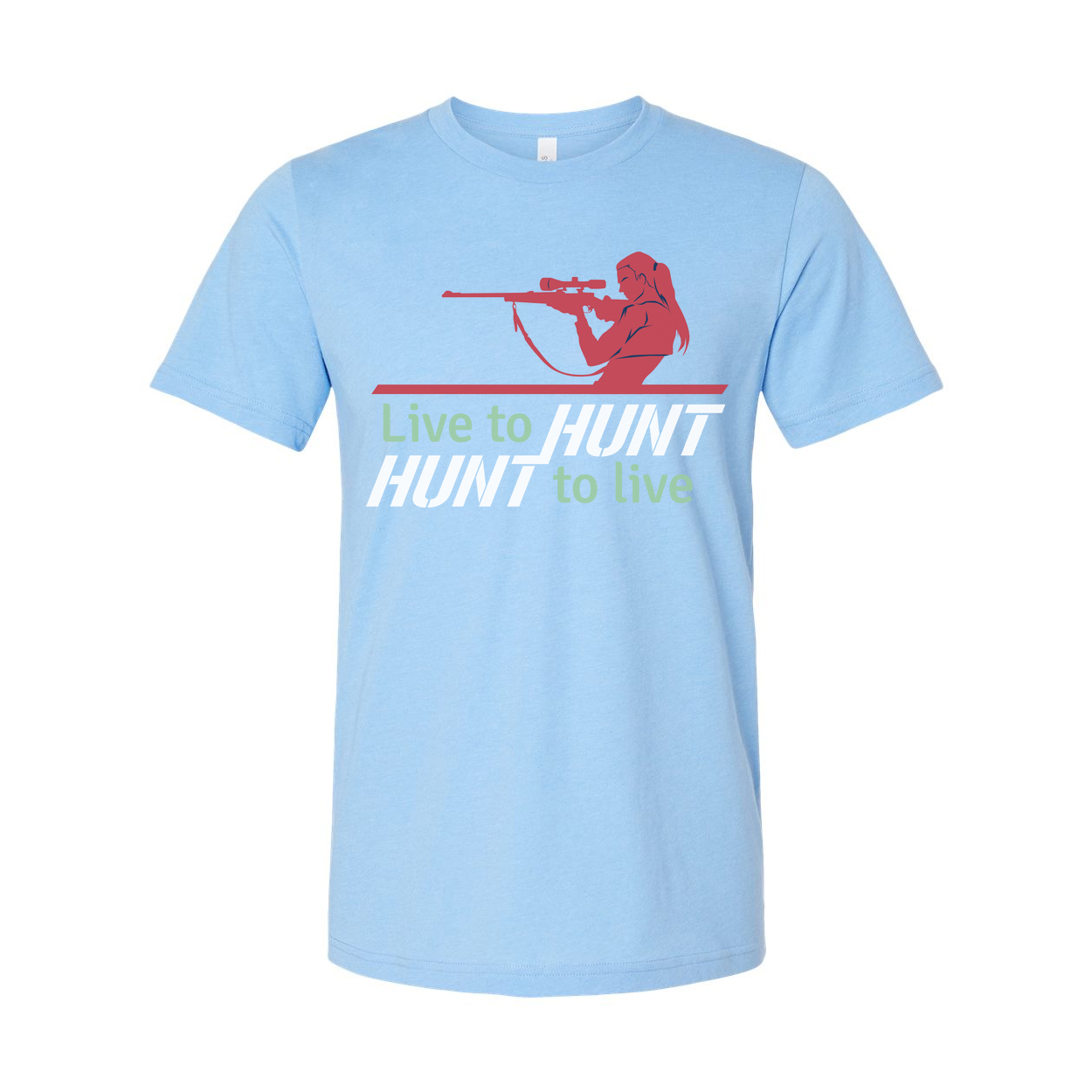 Unisex Hunting T Shirt With Rifle Scope Silhouette And Live To Hunt Slogan Graphic