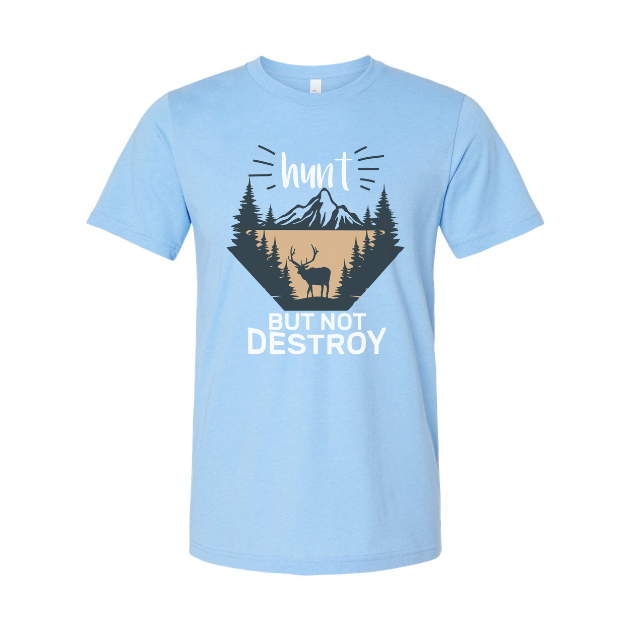 Hunting Graphic T Shirt With Deer Silhouette And Mountain Scene For Outdoors Enthusiasts