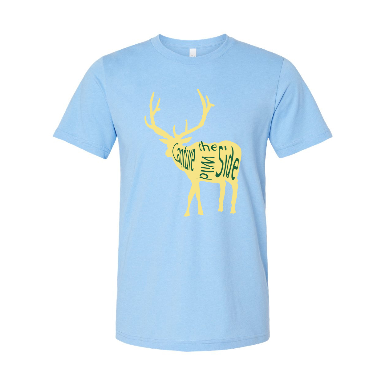 Unisex Hunting T Shirt With Yellow Deer Silhouette And Graphic Typography Design