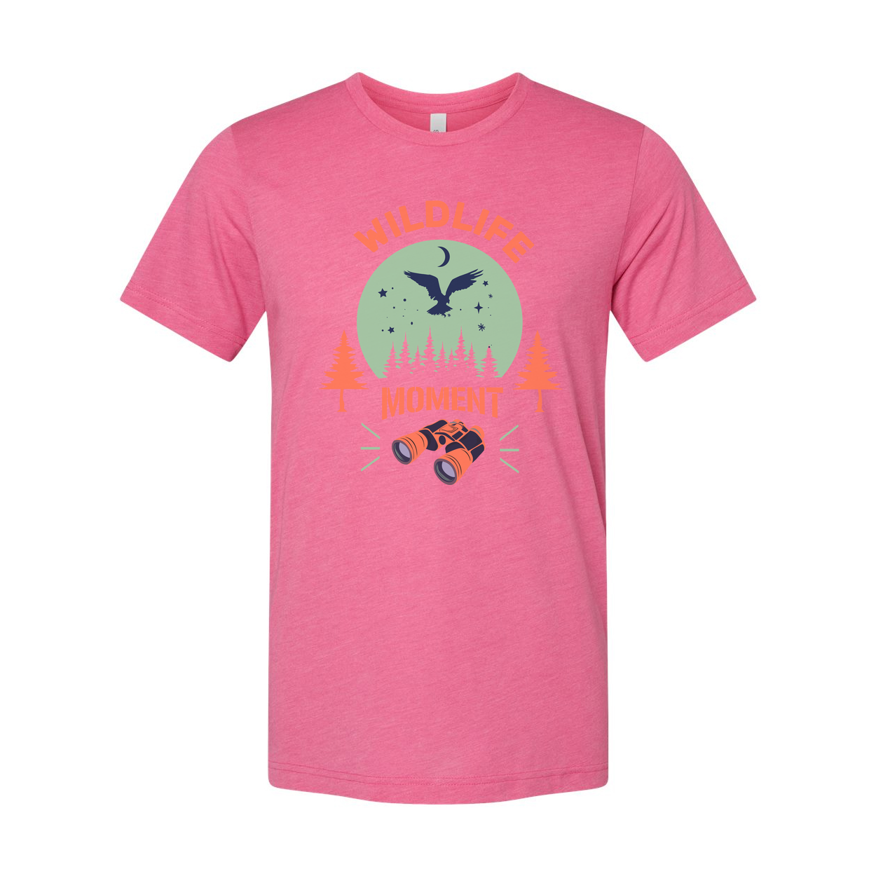 Wildlife Moment Graphic T Shirt With Bird In Flight Over Pine Forest And Binoculars