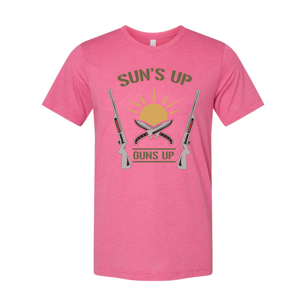 Sun's Up Guns Up Hunting Graphic T Shirt For Hunters And Outdoor Enthusiasts With Bold Vintage Design