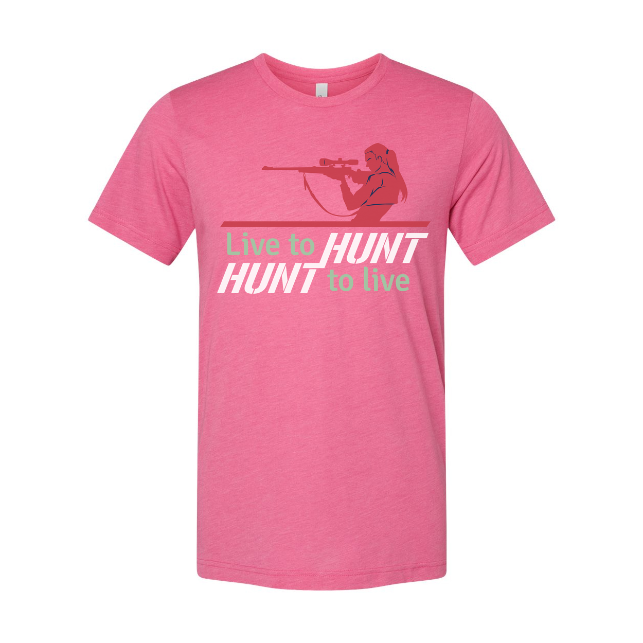 Unisex Hunting T Shirt With Rifle Scope Silhouette And Live To Hunt Slogan Graphic