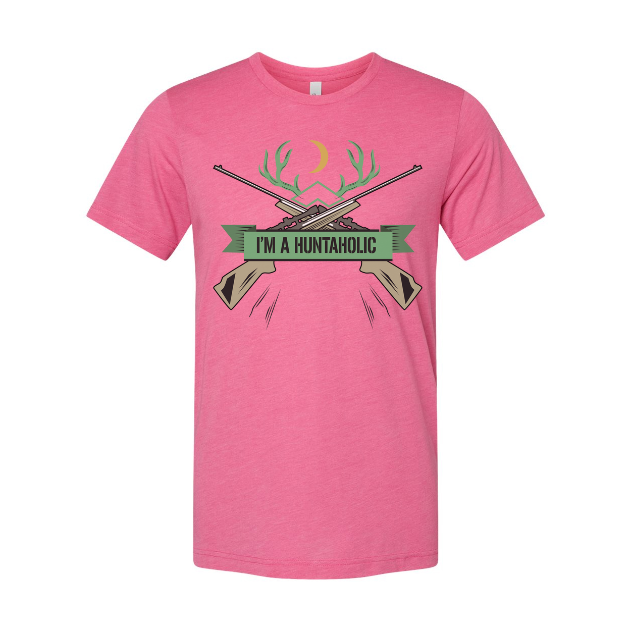 Unisex Hunting T Shirt With Antler Emblem And Crossed Rifles Graphic Design For Outdoor Enthusiasts