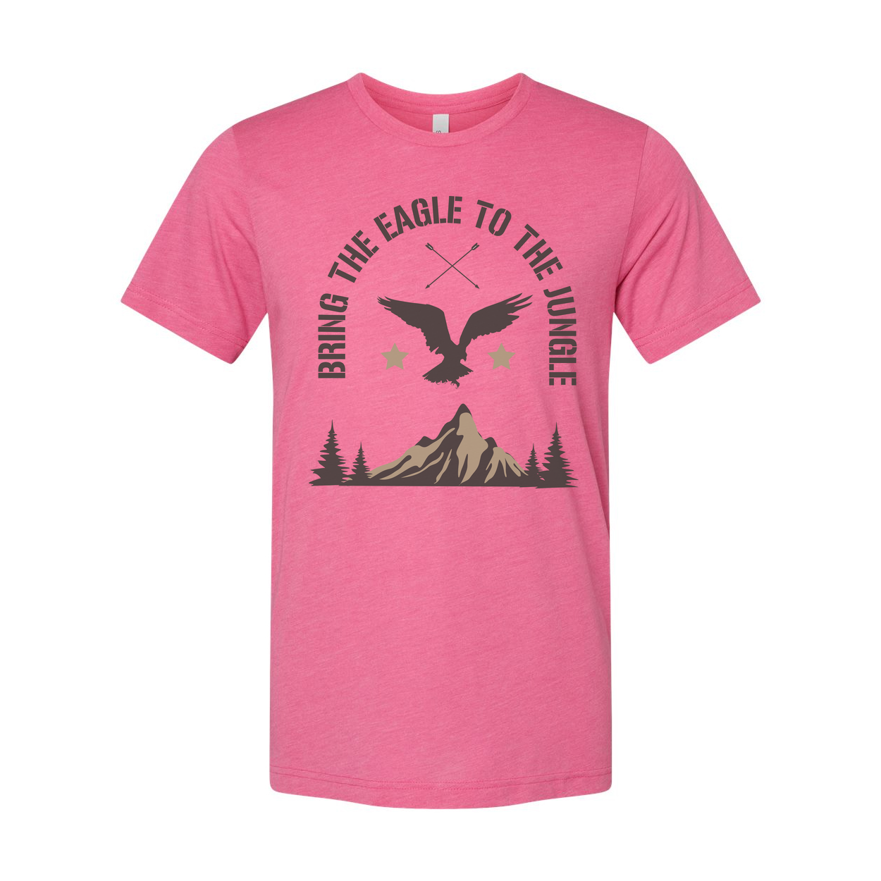 Unisex Outdoor Eagle Graphic T Shirt With Mountain Peak And Forest Silhouette Design
