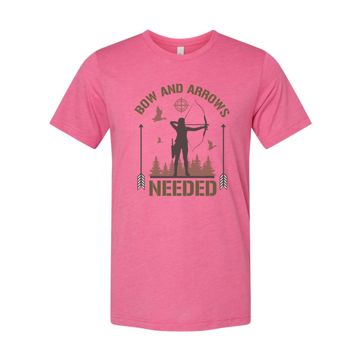 Hunting Archery Graphic Tee With Bow And Arrow Silhouette And Forest Scene For Outdoor Enthusiasts