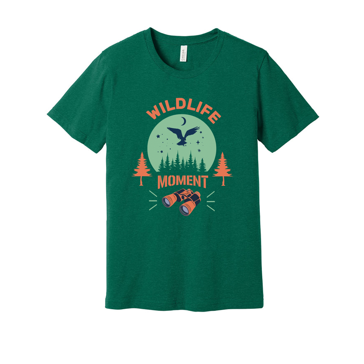 Wildlife Moment Graphic T Shirt With Bird In Flight Over Pine Forest And Binoculars