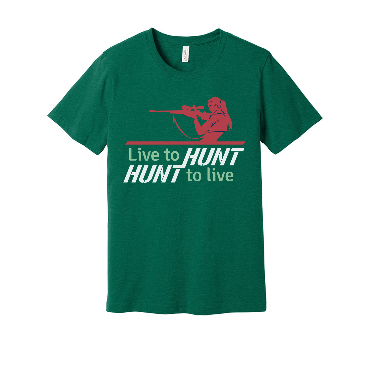 Unisex Hunting T Shirt With Rifle Scope Silhouette And Live To Hunt Slogan Graphic