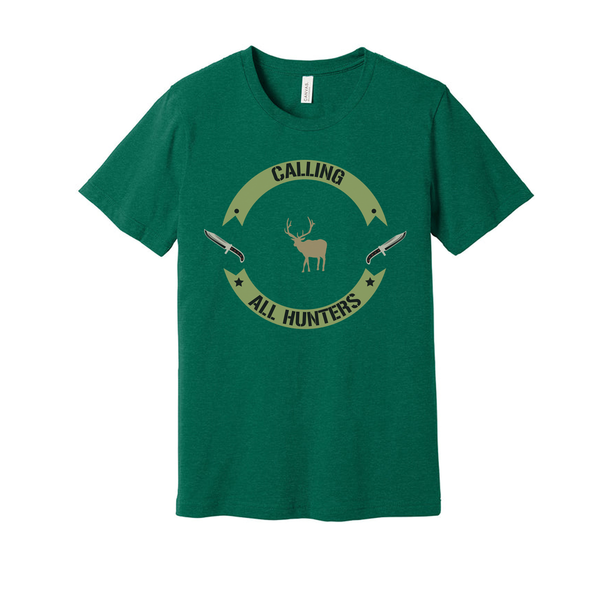 Calling All Hunters Deer Emblem Graphic T Shirt For Outdoors Enthusiasts Unisex Apparel
