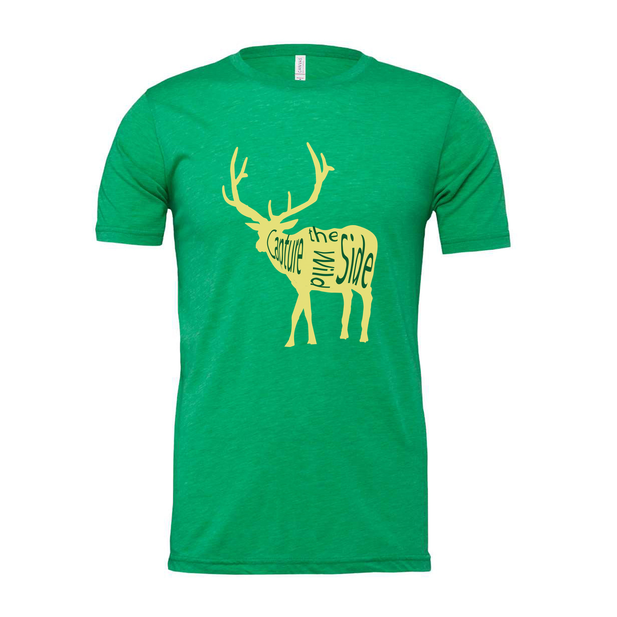 Unisex Hunting T Shirt With Yellow Deer Silhouette And Graphic Typography Design
